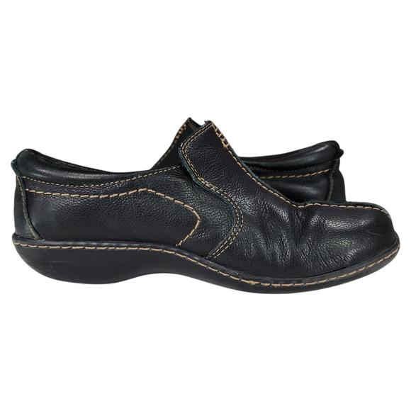Clarks Slip On Loafers Shoes sz 8 M‎ Women Ashland Glow Leather Black Un Loop - Picture 7 of 10